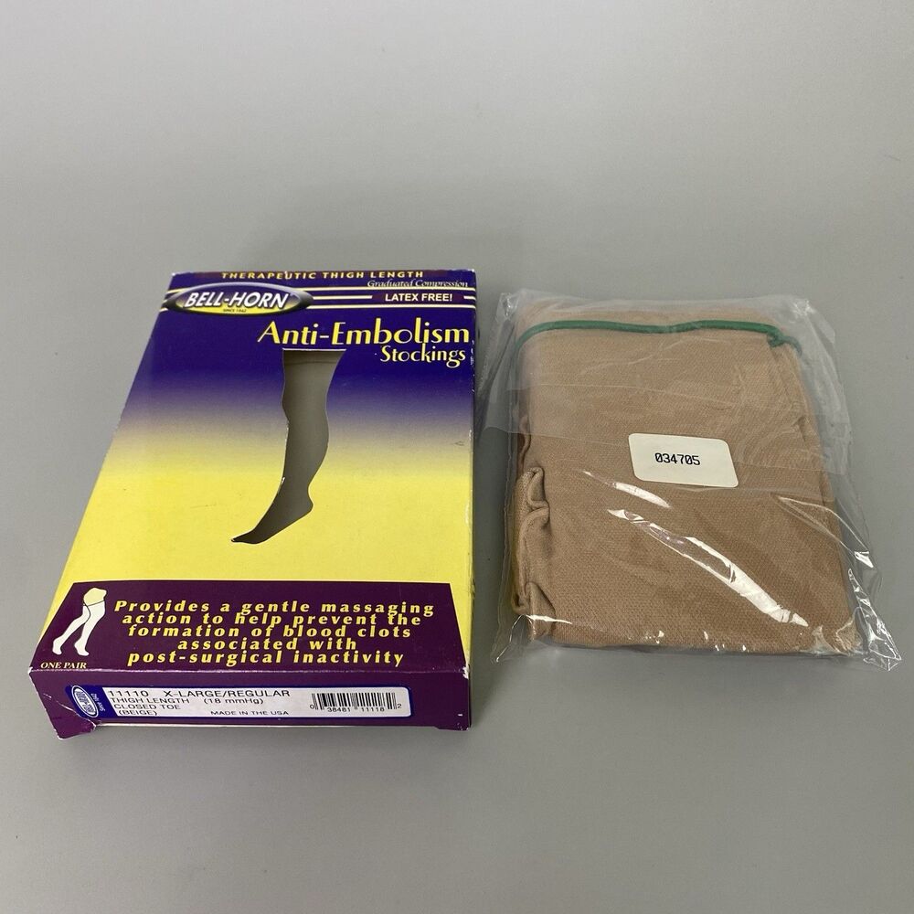 Bell-Horn Anti-Embolism Stockings Thigh High 18 mmHg XL Regular Beige Closed toe
